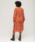 Robe midi fleurie vintage col en V – Claire