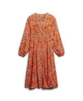 Robe midi fleurie vintage col en V – Claire