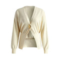 Cardigan col V femme avec boutons dorés élégant – Camille