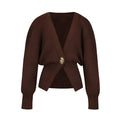 Cardigan col V femme avec boutons dorés élégant – Camille