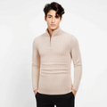 Pull Zippé Noir Côtelé Élégant
