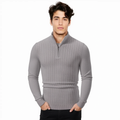 Pull Zippé Noir Côtelé Élégant