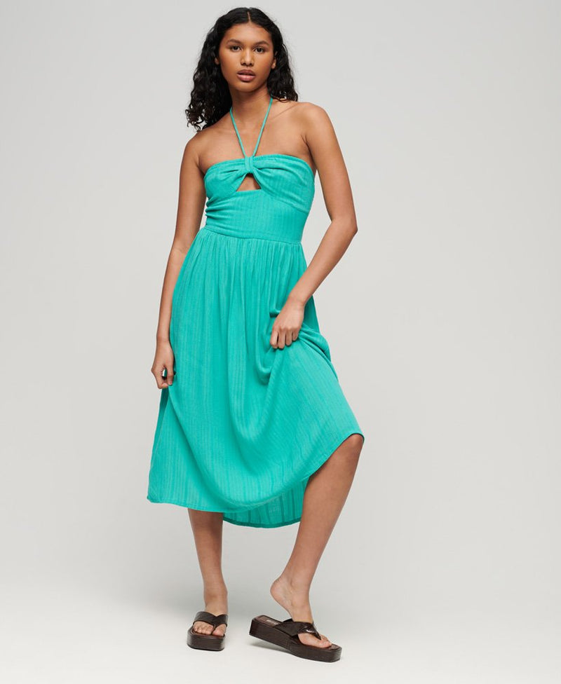 Robe midi d’été bohème fluide découpée – Élise