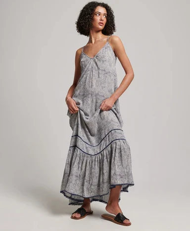 Robe longue d’été style vintage à bretelles – Camille