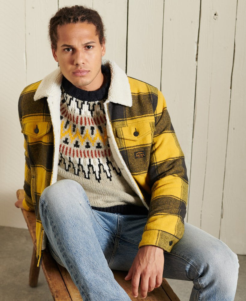 Veste en laine à carreaux et sherpa - Antoine
