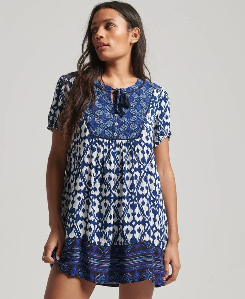 Robe Mini Vintage à Encolure Notch - Clara