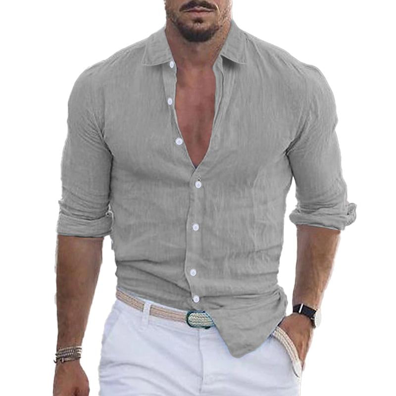 Chemise à manches longues unie pour hommes, pour toutes les occasions – Leon